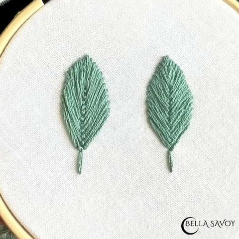 fly stitch leaf and fishbone stitch leaf