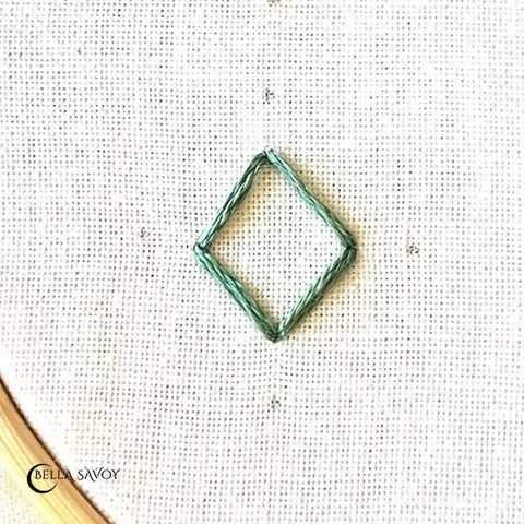 4 straight stitches stitched into a diamond shape