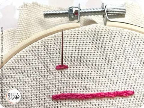 straight stitch with a needle coming up through the middle from below