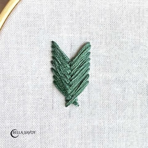 flat fishbone stitch in green