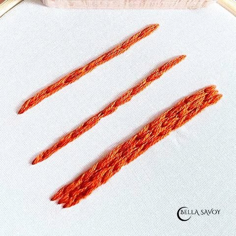 split stitch and split back stitch in orange