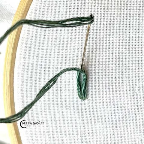 needle returning to the back at the top, outside of loop