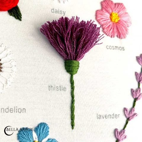 milk thistle embroidery completed