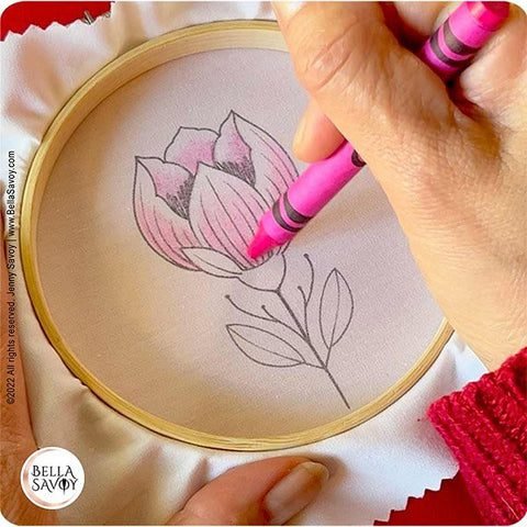 coloring in a flower embroidery design