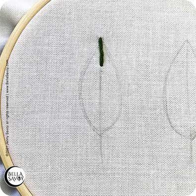 leaf with one stitch at the top