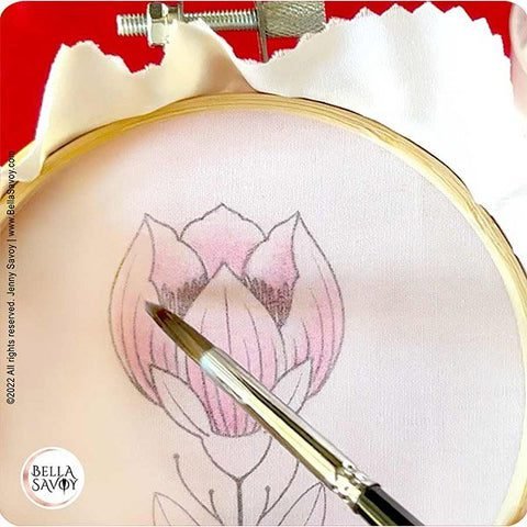 painting Mod Podge over the flower petals