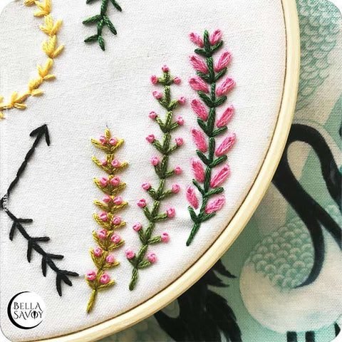 creative stitches created with the fern stitch combined with other stitches.