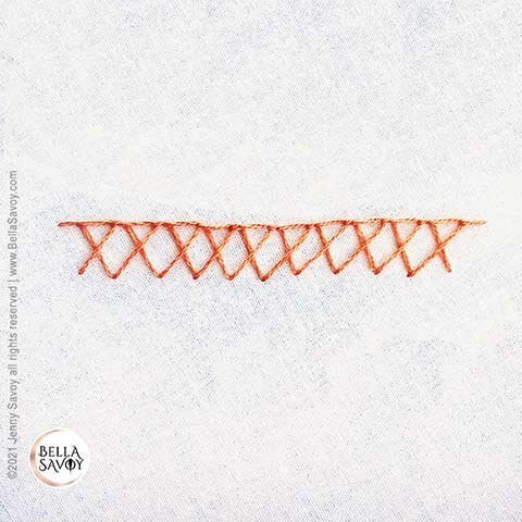 row of crossed blanket stitches