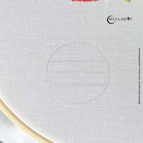 circle with guidelines drawn on fabric
