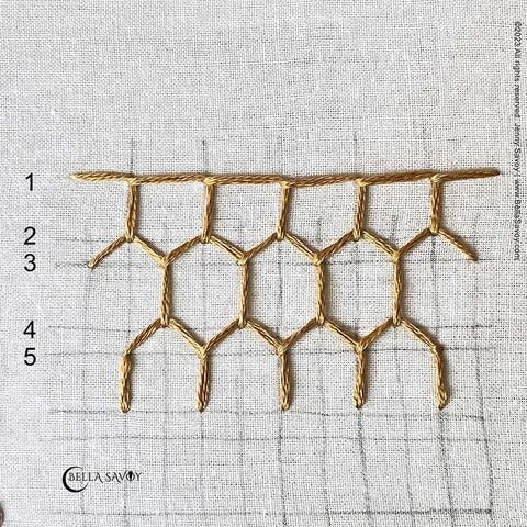 Row 3 added to the honeycomb stitch