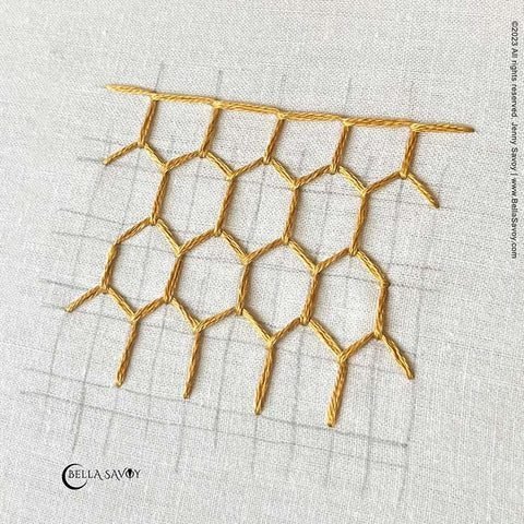 honeycomb stitch in orchre