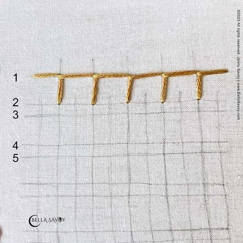 Blanket stitch on line 1 & 2 at the top of guidelines