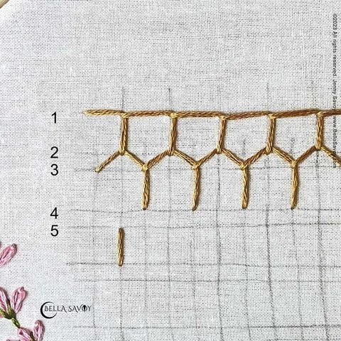 vertical straight stitch from line 5-6